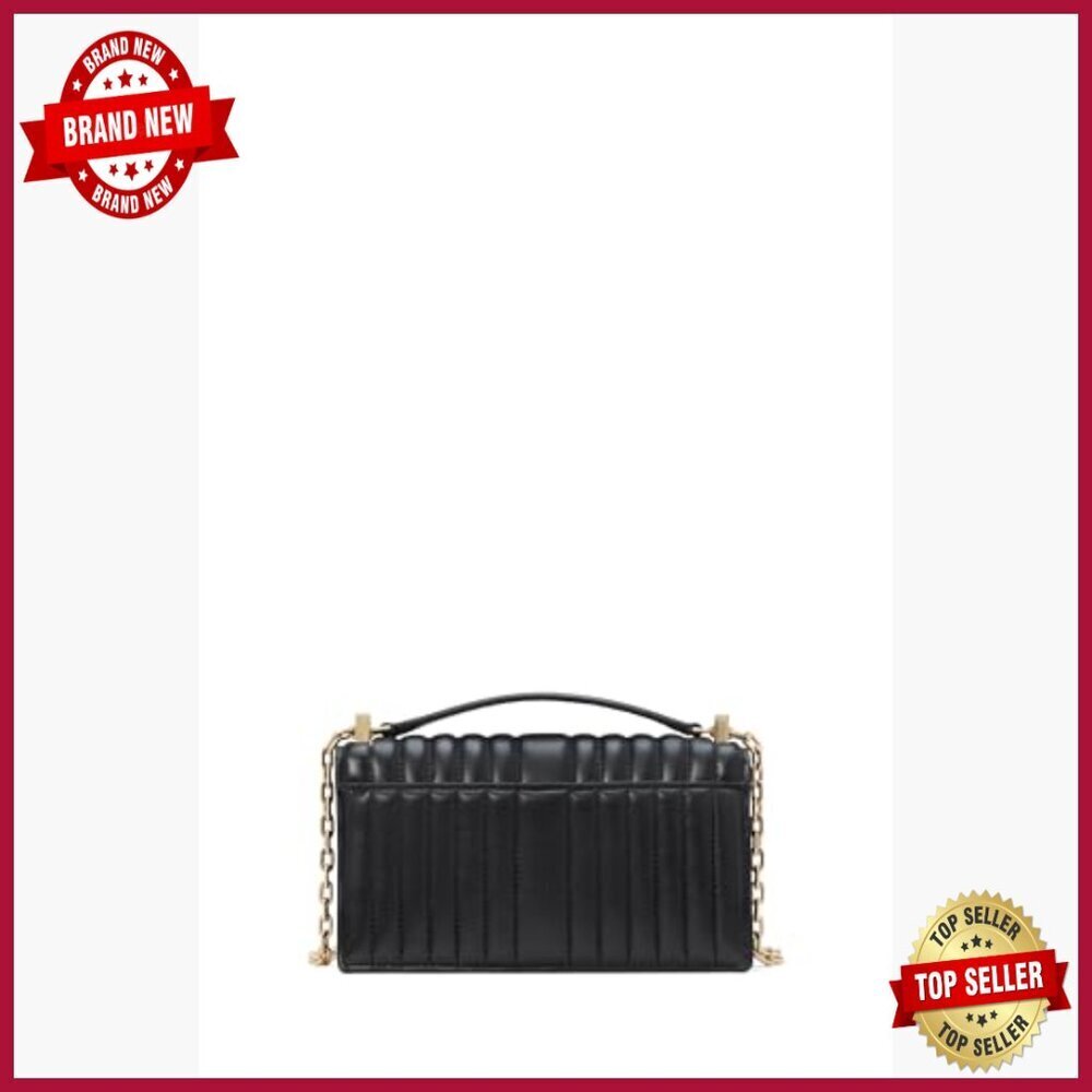 Quilted Leather Mini Crossbody Bag with Chain Strap, Magnetic Closure - Picture 3 of 7